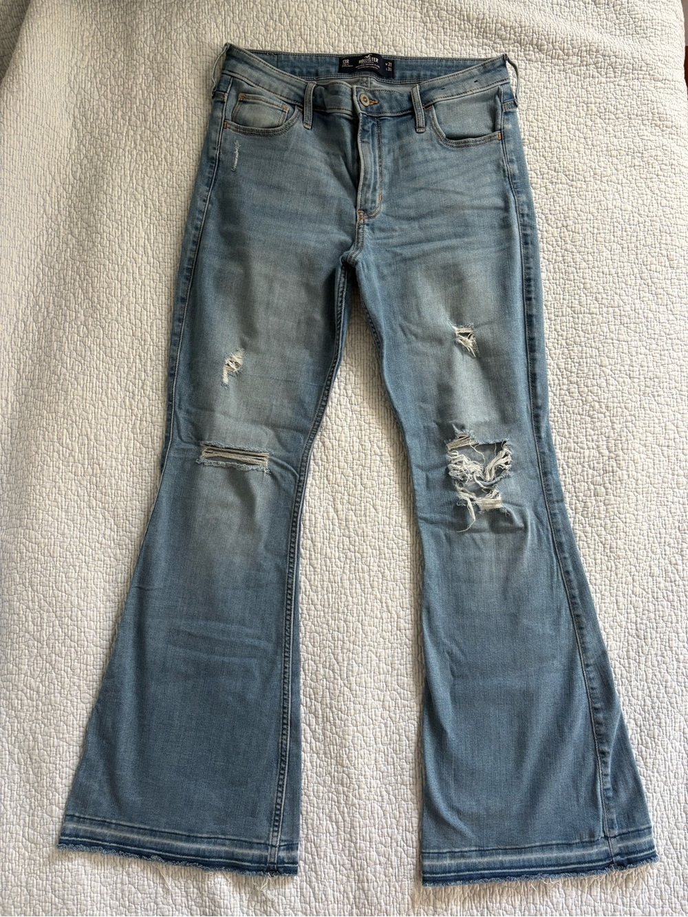 Hollister Light Blue Distressed Flare Jeans